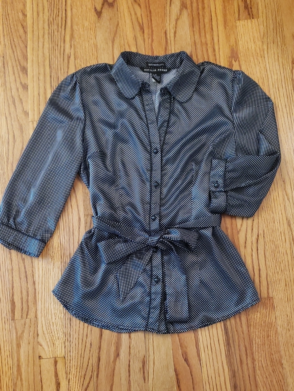 Antilia Femme Black Polka Dot Blouse Size: M